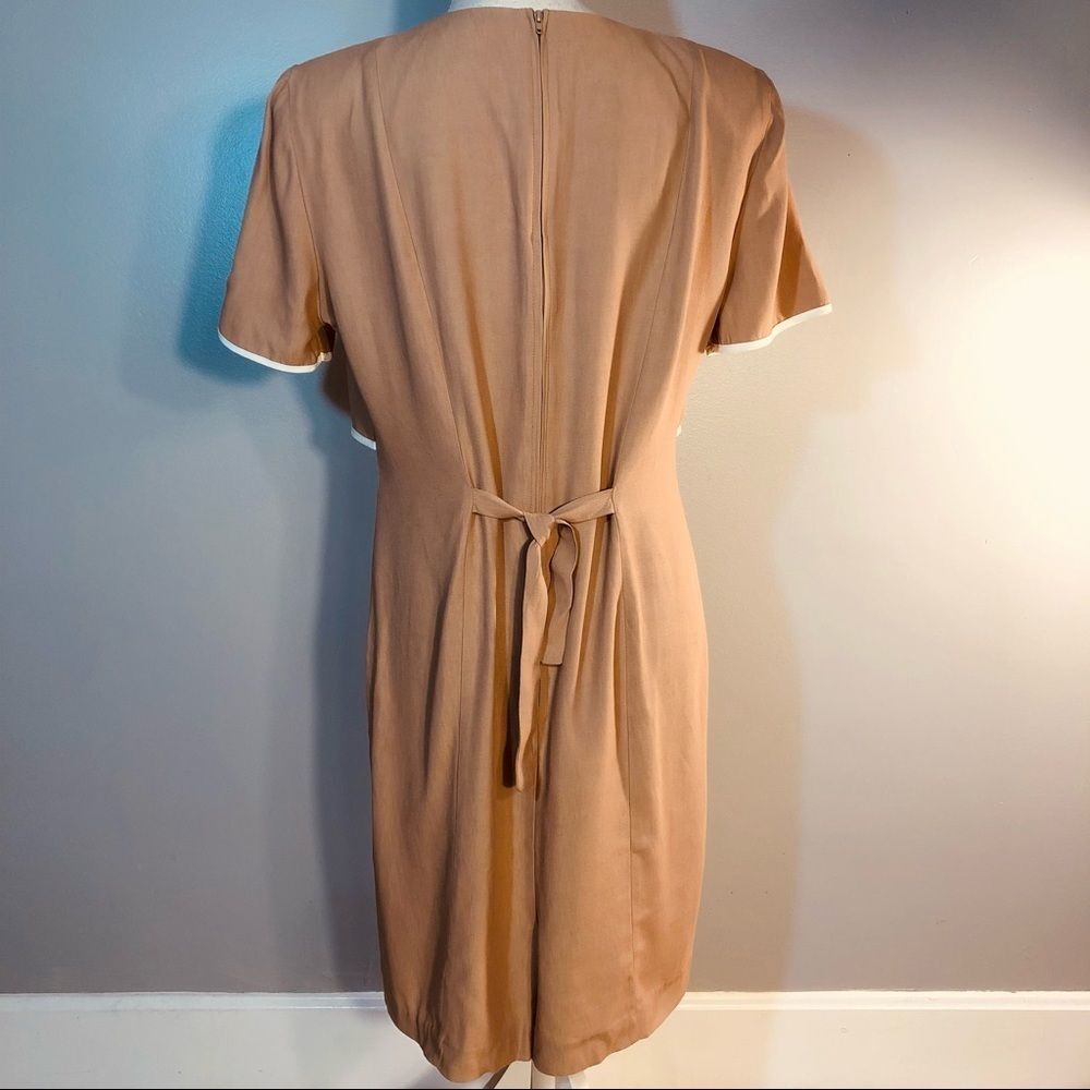 Nina Piccalino 11 Vintage Tan Sheath Dress Faux Jacket W/Buttons Dress 10 - Picture 4 of 7